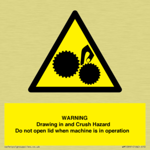 Warning Drawing in and Crush Hazard